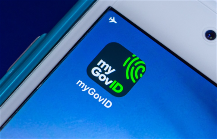 Close-up of the myGovID digital identity app icon on a smartphone screen